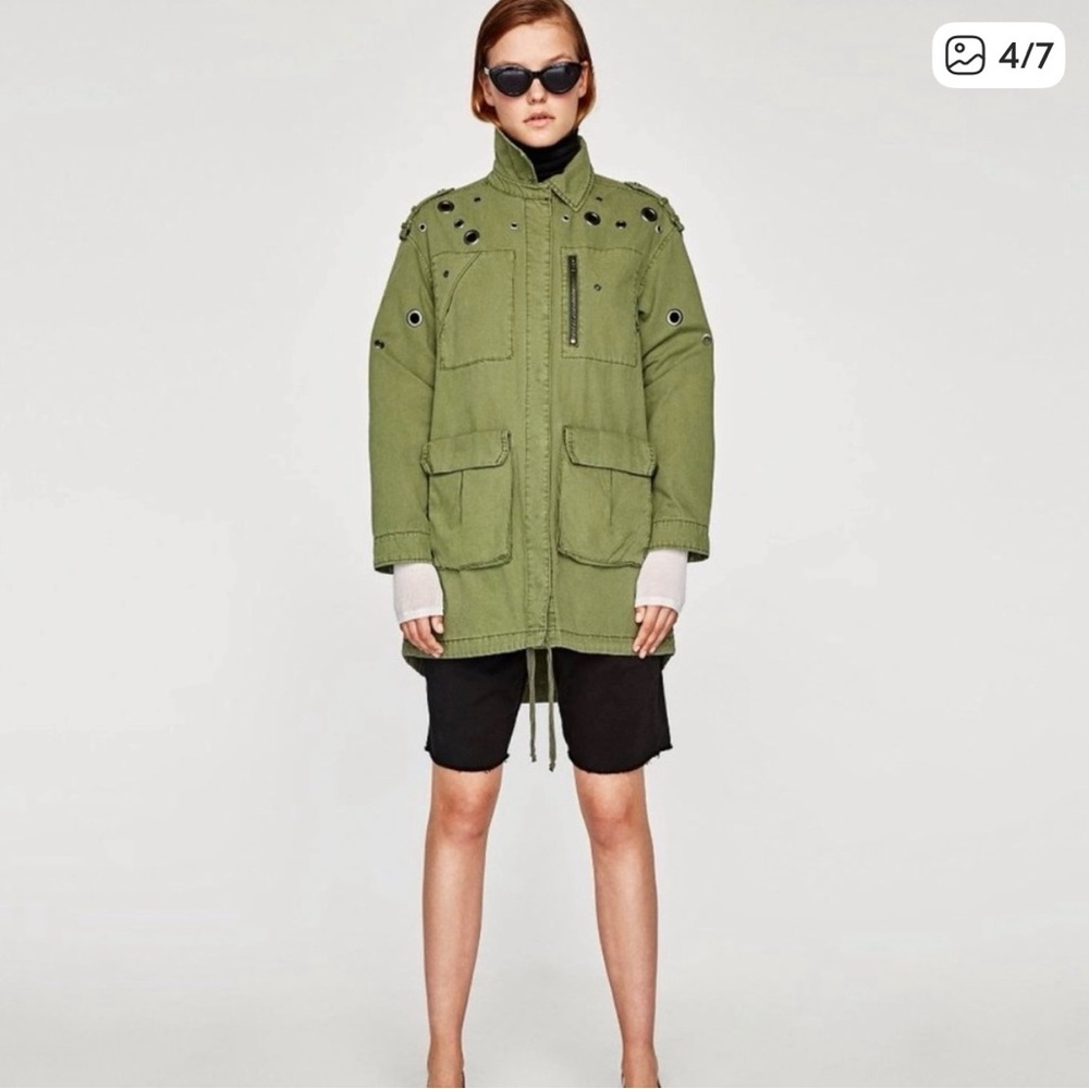Zara Basic Olive Utility Jacket - Picture 4 of 9